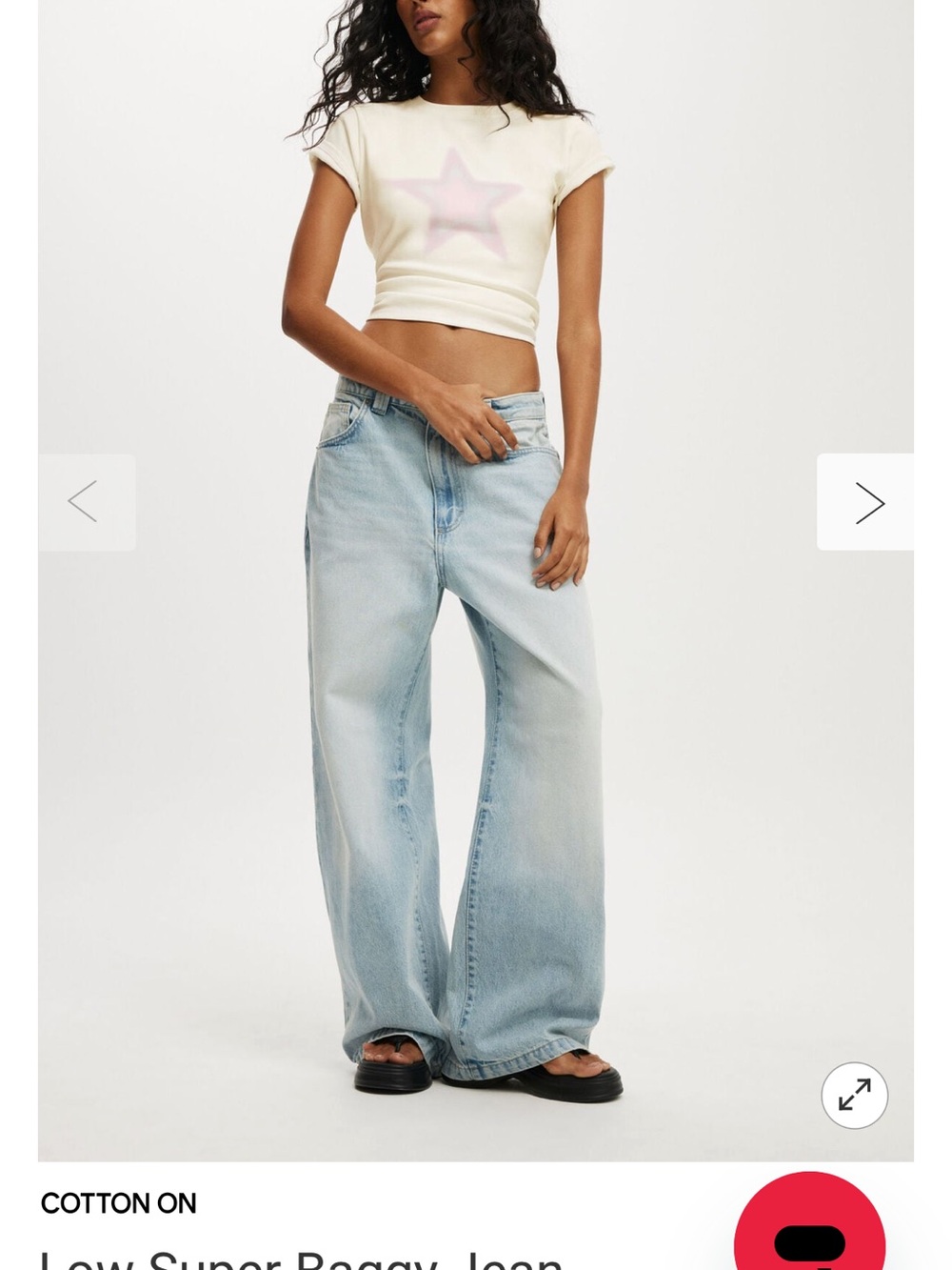 Cotton On Boyfriend  super Baggy loose waist lLight Blue Wide-Leg Jeans